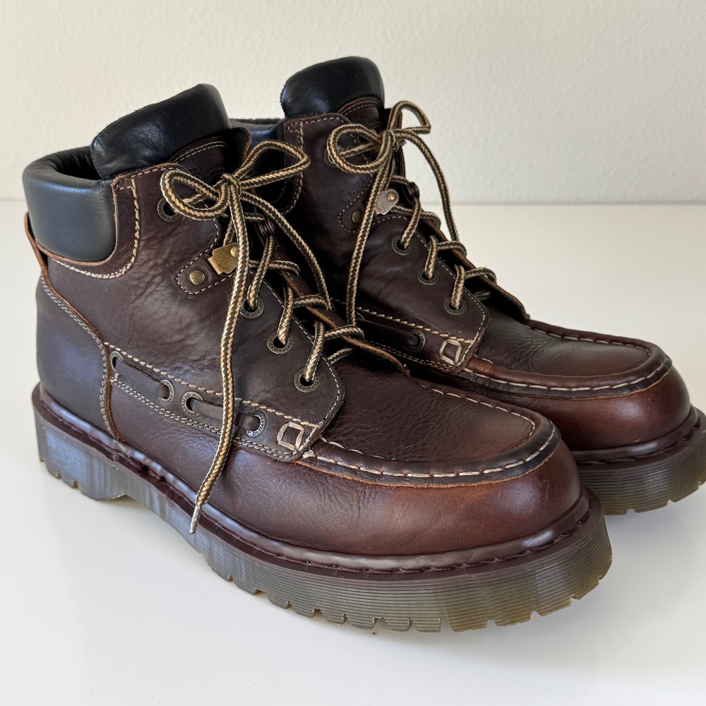 Vintage 90s Dr. Martens Boots Men Size UK 11 US 12 Brown Leather 8460 Air Wair